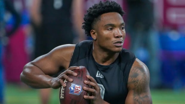 Former Miami quarterback D'Eriq King at scouting combine